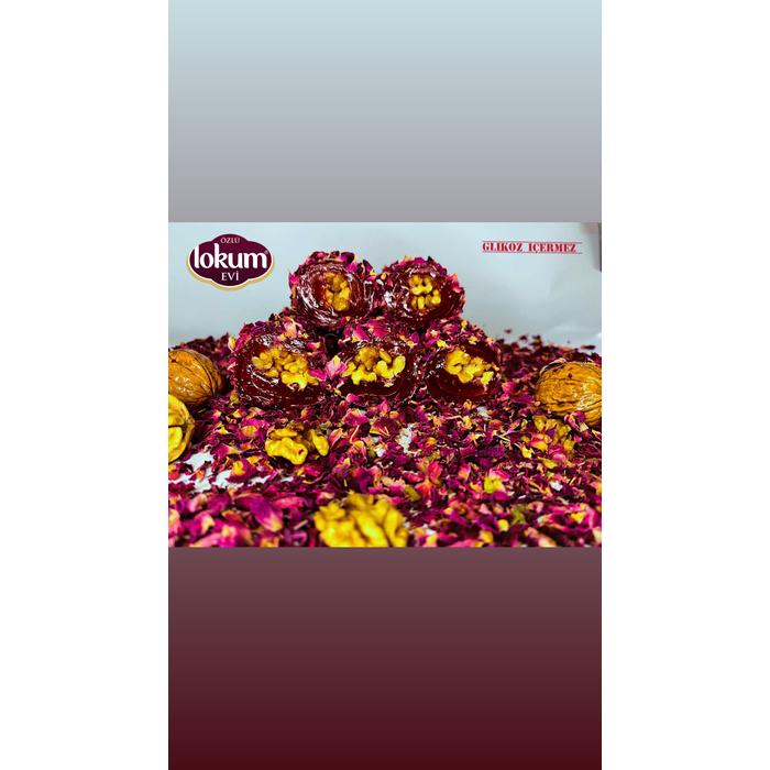 Nar Aromalı Ceviz Dolgulu Gül Yaprağı Kaplı Lokum 1 Kg