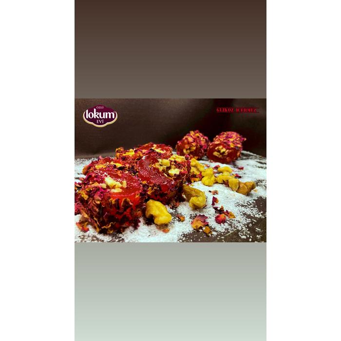 Nar Aromalı Ceviz Dolgulu Gül Yaprağı Kaplı Lokum 1 Kg